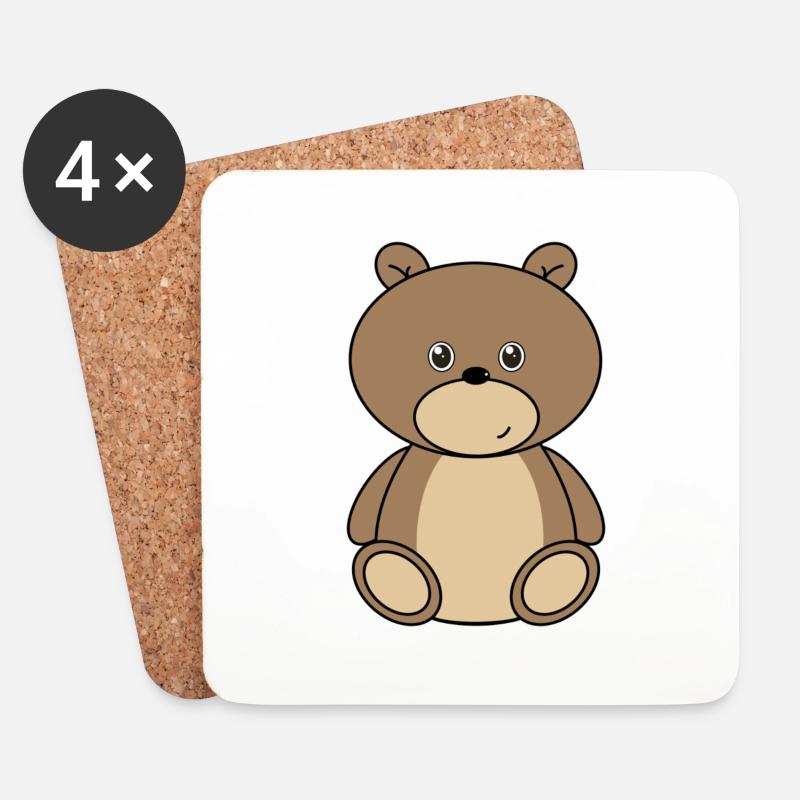 Teddybär - Untersetzer (4er-Set) - Weiß