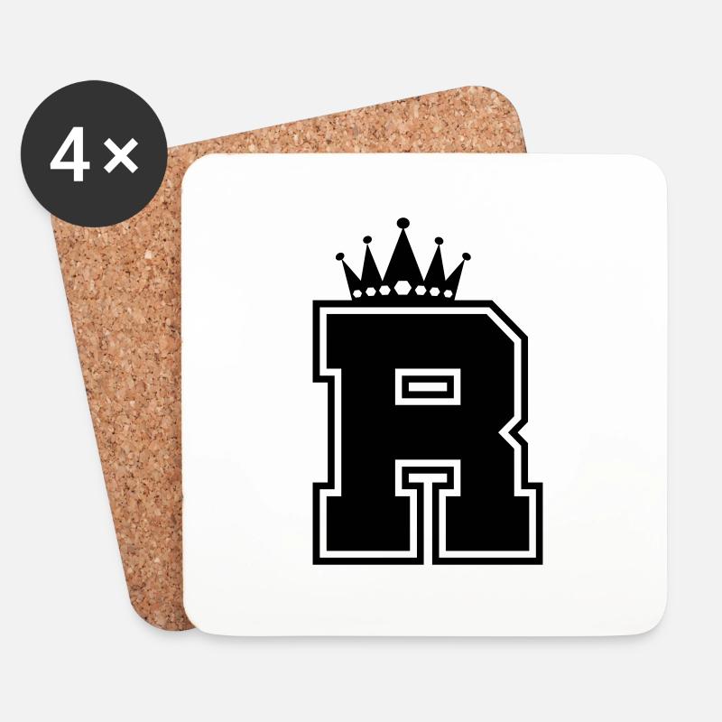 buchstabe R Krone - Untersetzer (4er-Set) - Weiß
