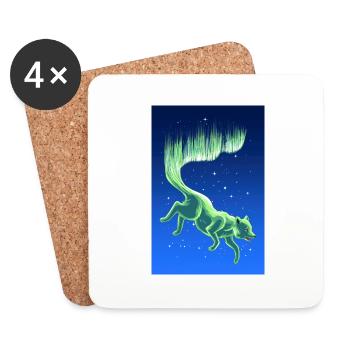 Poster Arctic Fox Northern Lights - Coasters (set of 4) - white - Front