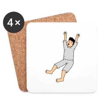 Man in pajamas - Coasters (set of 4) - white - Front