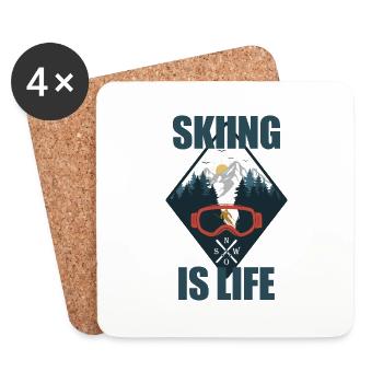 Skiing is Life - Skifahren - Untersetzer (4er-Set) - Weiß - Vorne