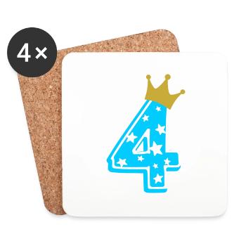 4 crown 4th birthday 4 years - Coasters (set of 4) - white - Front