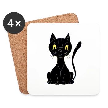 Katze - Untersetzer (4er-Set) - Weiß - Vorne