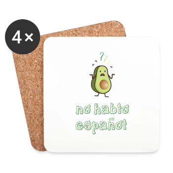 No Hablo Espanol Avocado Spanisch Idee 005-104 - Untersetzer (4er-Set) - Weiß - Vorne