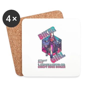 Biker Girl, Rider Girl, Racer girl definition Art - Coasters (set of 4) - white - Front