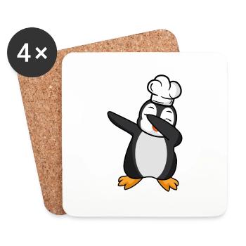 dab dabbing pinguin koch winter bankett witzig - Untersetzer (4er-Set) - Weiß - Vorne