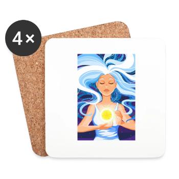 Poster | Illustration | Woman with light - Coasters (set of 4) - white - Front