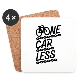 Vélo vélo - Une voiture en moins Environnement durable - Dessous de verre (lot de 4) - blanc - Devant