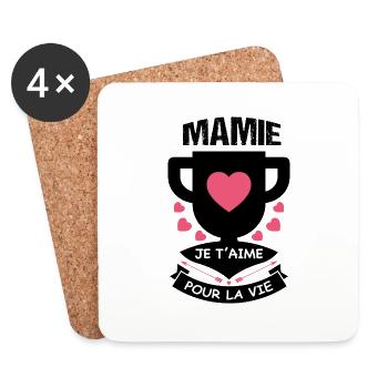 Mamie je t'aime pour la vie - Dessous de verre (lot de 4) - blanc - Devant