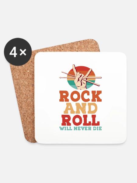 Rock and Roll will never Die - Untersetzer (4er-Set) - Weiß