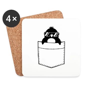 Chemise Poitrine Poche Pingouin - Dessous de verre (lot de 4) - blanc - Devant