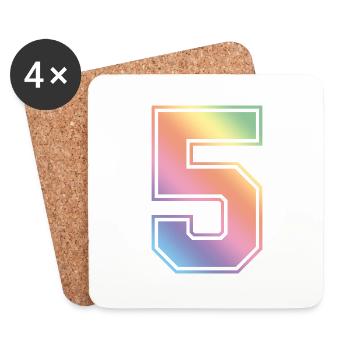 5 Zahl Bunt - Untersetzer (4er-Set) - Weiß - Vorne