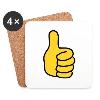 Emoji Daumen hoch Skizze Farbe - Untersetzer (4er-Set) - Weiß - Vorne