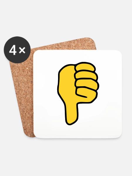 Emoji Daumen runter Skizze Farbe - Untersetzer (4er-Set) - Weiß