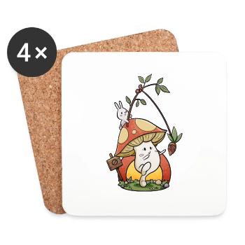 Pilz - Untersetzer (4er-Set) - Weiß - Vorne