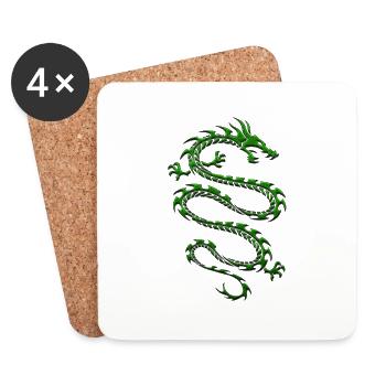 Dragons fantaisie dragons reptiles bêtes - Dessous de verre (lot de 4) - blanc - Devant