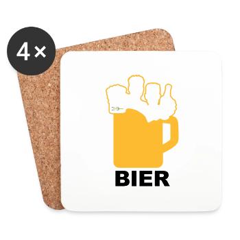 Bier Liga Logo BIER 1 - Untersetzer (4er-Set) - Weiß - Vorne