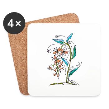 Blumen - Untersetzer (4er-Set) - Weiß - Vorne