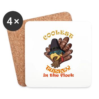 Coolest Turkey In The Flock I Happy Thanksgiving - Untersetzer (4er-Set) - Weiß - Vorne