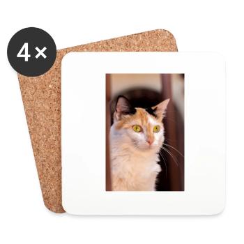 cat - Coasters (set of 4) - white - Front