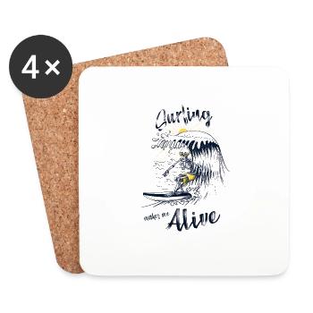 Le surf me rend vivant - Dessous de verre (lot de 4) - blanc - Devant
