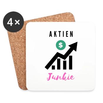 Aktienjunkie 3 - Untersetzer (4er-Set) - Weiß - Vorne