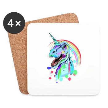 Licorne Dino Tyrannosaurus rex - Dessous de verre (lot de 4) - blanc - Devant