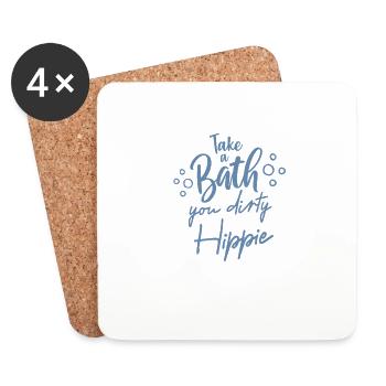 Take a bath you dirty hippie cool saying bathing - Coasters (set of 4) - white - Front