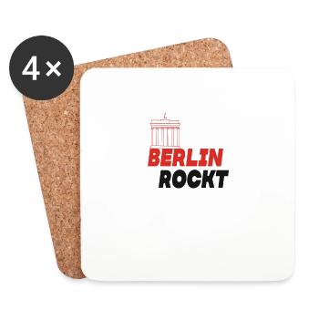 Berlin rockt der Spruch für echte Berliner - Untersetzer (4er-Set) - Weiß - Vorne
