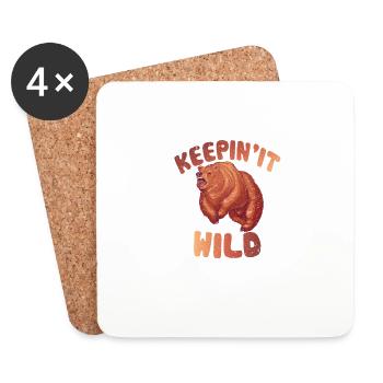 Bear is upset with keeping it wild saying - Coasters (set of 4) - white - Front