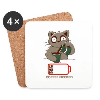 Kaffee Katze Coffee needed, Kaffeesüchtige Katze - Untersetzer (4er-Set) - Weiß - Vorne