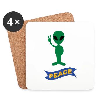 Alien Peace - Untersetzer (4er-Set) - Weiß - Vorne