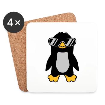 Sonnenbrille Pinguin cool Design - Untersetzer (4er-Set) - Weiß - Vorne