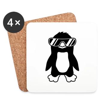 Cool Design Sonnenbrille Pinguin - Untersetzer (4er-Set) - Weiß - Vorne