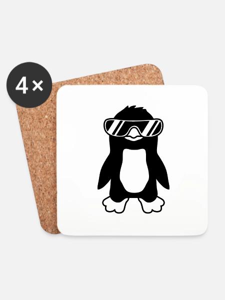 Cool Design Sonnenbrille Pinguin - Untersetzer (4er-Set) - Weiß