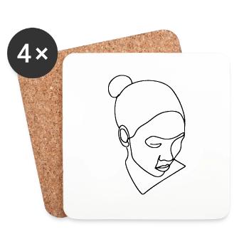 Frauen Line Art - Untersetzer (4er-Set) - Weiß - Vorne