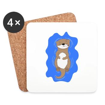 Smoking Otter - Coasters (set of 4) - white - Front