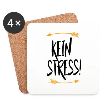 Sprüche Kein Stress - Untersetzer (4er-Set) - Weiß - Vorne