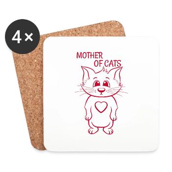 Mère de chats - Dessous de verre (lot de 4) - blanc - Devant