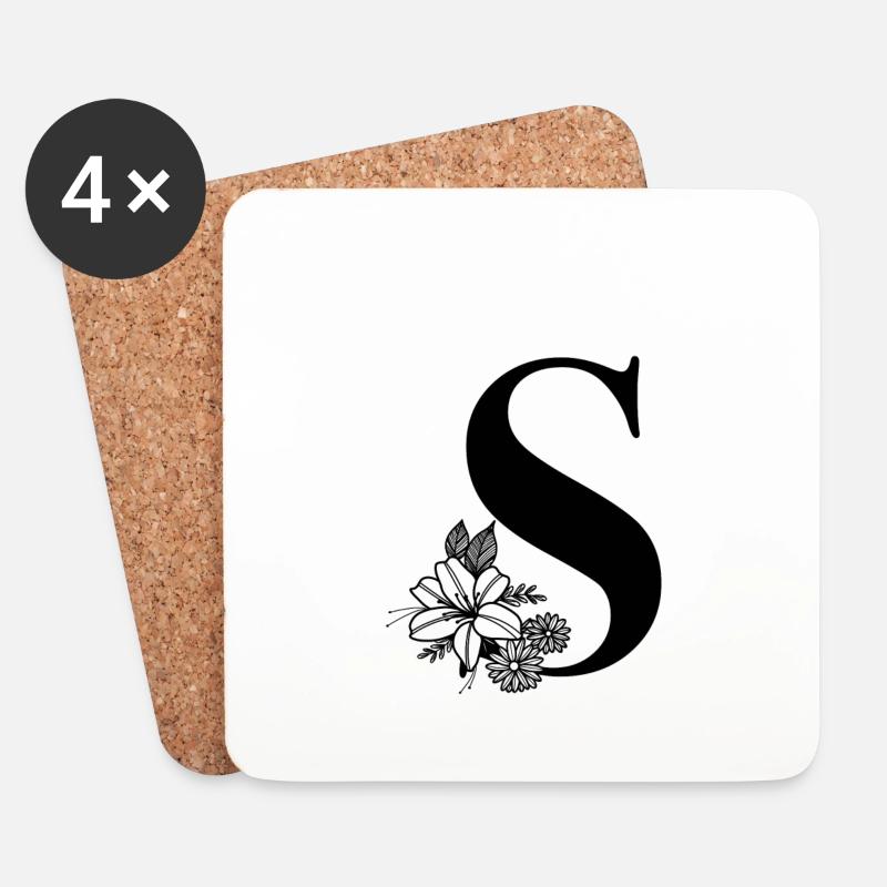 Buchstabe S - Untersetzer (4er-Set) - Weiß