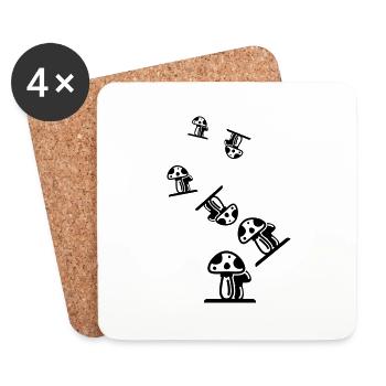 Symbole des champignons - Dessous de verre (lot de 4) - blanc - Devant