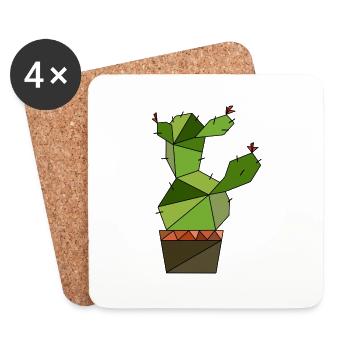 Cactus géométrique - Dessous de verre (lot de 4) - blanc - Devant