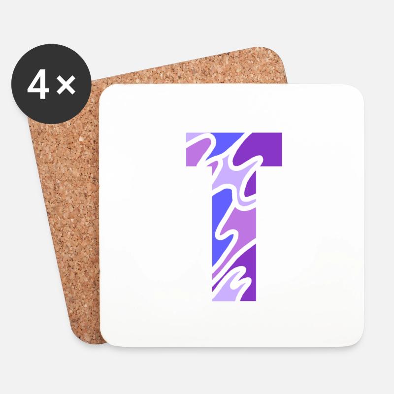 Letter T - Untersetzer (4er-Set) - Weiß