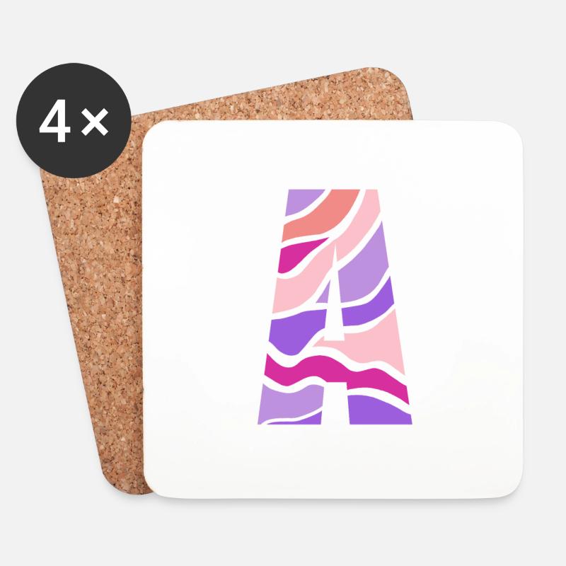 Letter A - Untersetzer (4er-Set) - Weiß