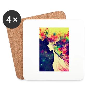 Flower power - Dessous de verre (lot de 4) - blanc - Devant