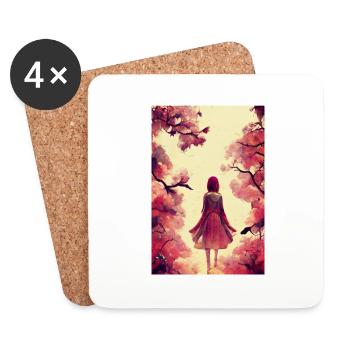 Manga Girl - Dessous de verre (lot de 4) - blanc - Devant