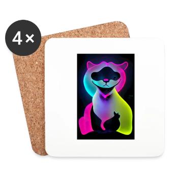 Le chat - Dessous de verre (lot de 4) - blanc - Devant