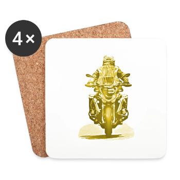 Motorradfahrer gold - Untersetzer (4er-Set) - Weiß - Vorne