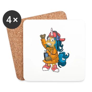Licorne Hip Hop - Dessous de verre (lot de 4) - blanc - Devant