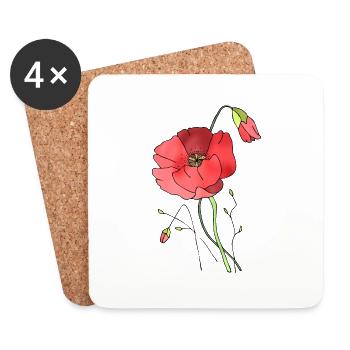Fleur - Dessous de verre (lot de 4) - blanc - Devant